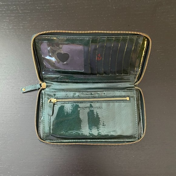 Vintage Juicy Couture Wallet Dark Green Leather & Gold Hardware Zip Wallet - Picture 6 of 10